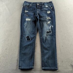 Miss Me Jeans Womens 29 Blue‎ Denim Distressed Ripped Boyfriend Ankle JB5151A135